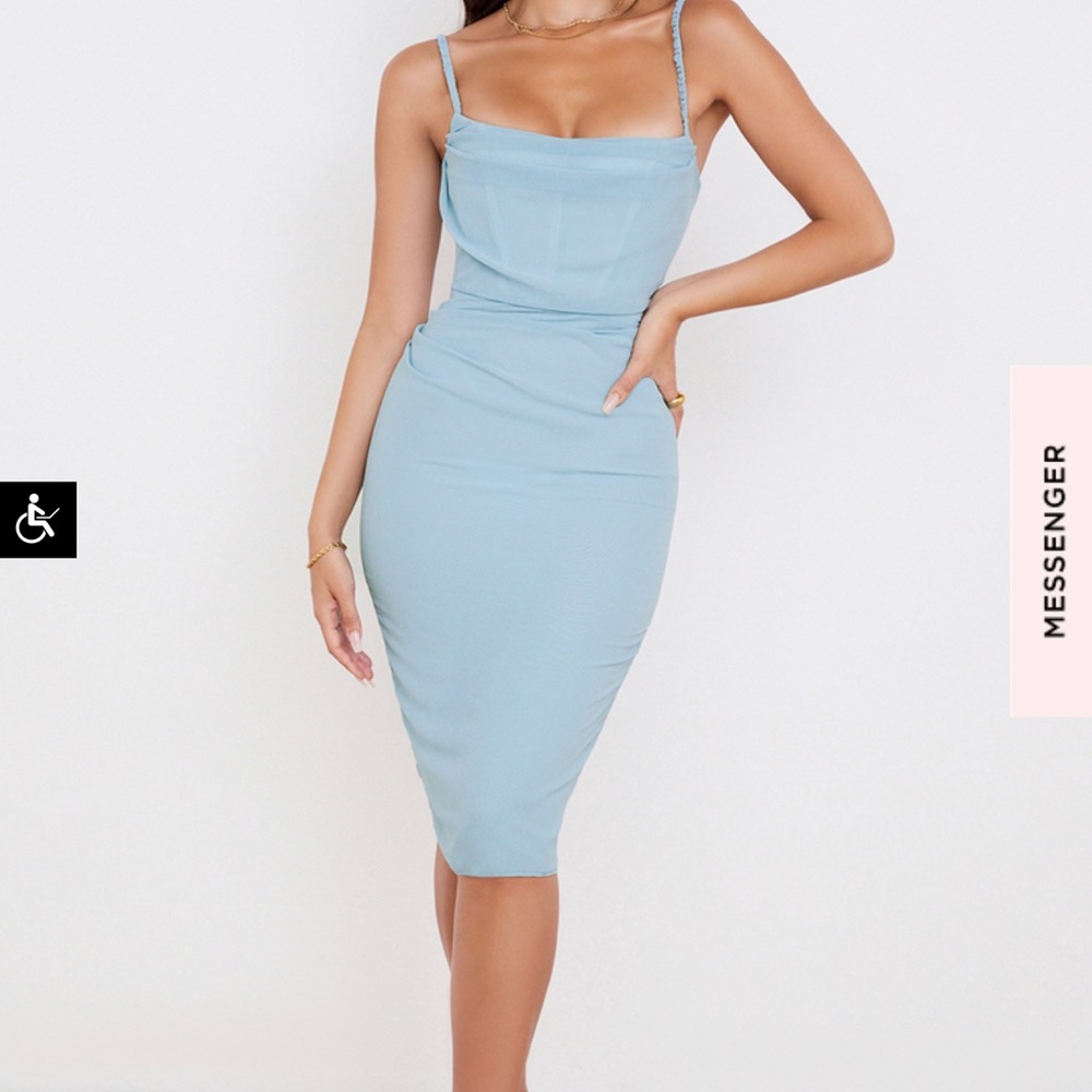 House of CB JAMILLE 
BABY BLUE DRAPED CORSET MIDI Brand new with tag